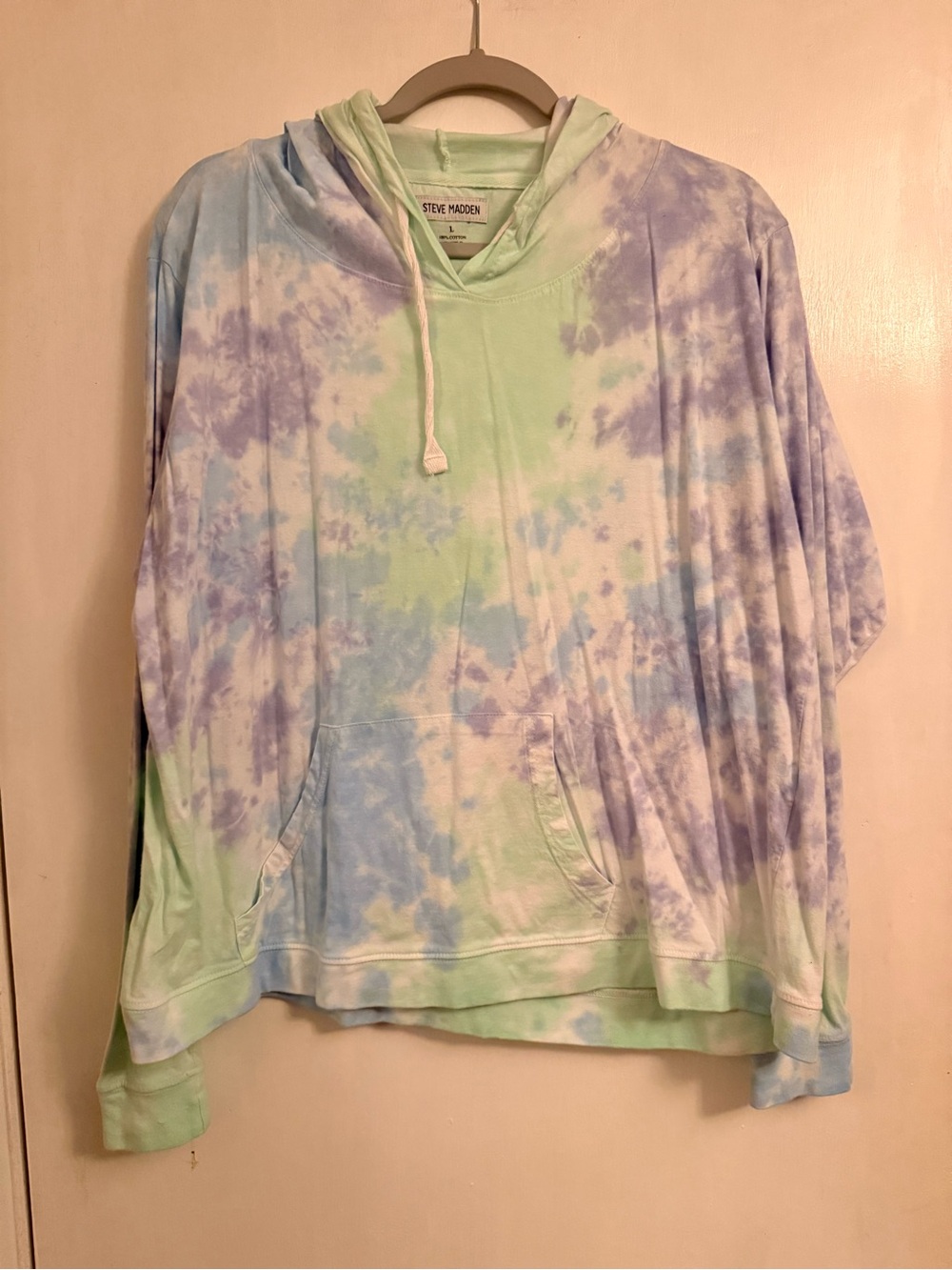 Steve Madden Pastel Tie-Dye Hooded Sweatshirt - Light Blue & Mint